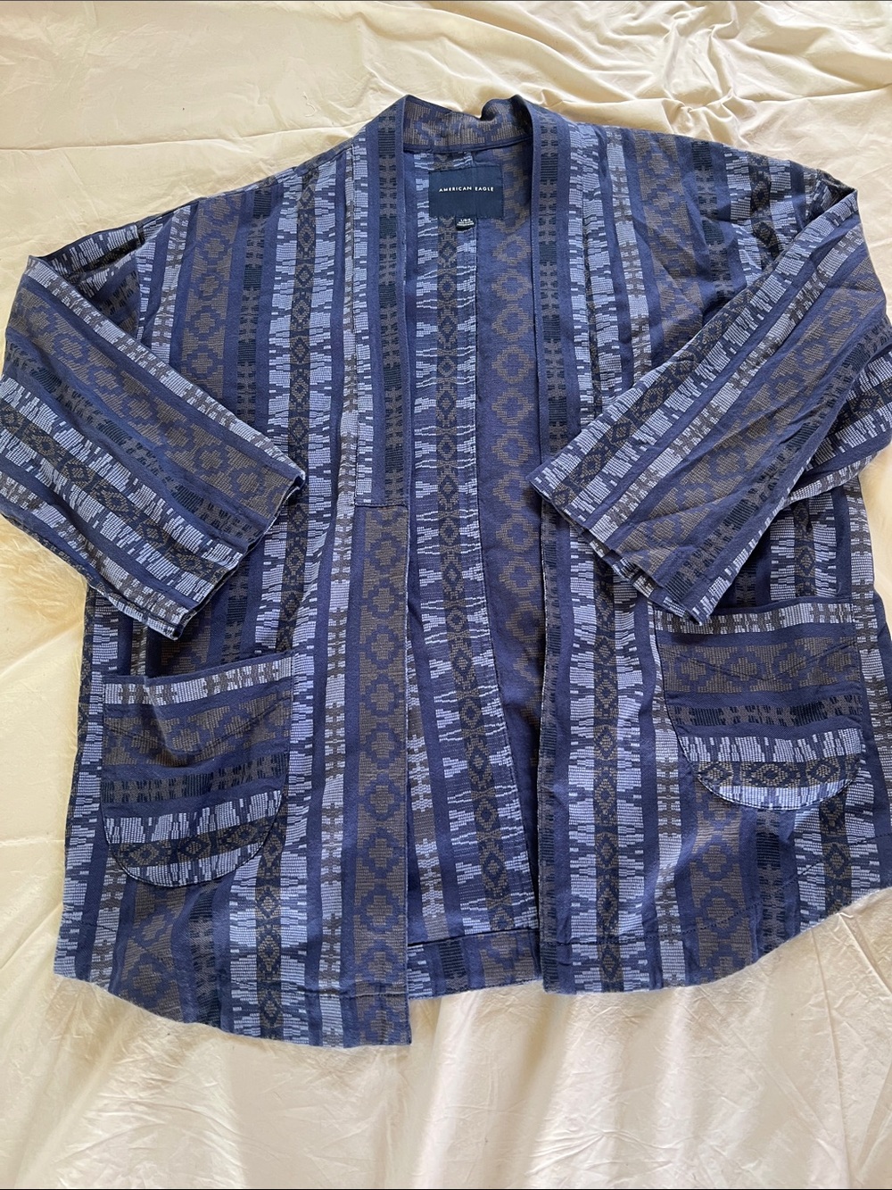 American Eagle Women’s Open-Front Boho Patterned Jacket - Size L